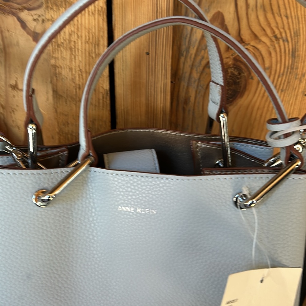 Blue Anne Klein Midi Satchel, crossbody or hand carry purse NWT - Picture 5 of 13